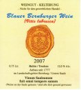 Blauer Bernburger Wein Etikett 2007